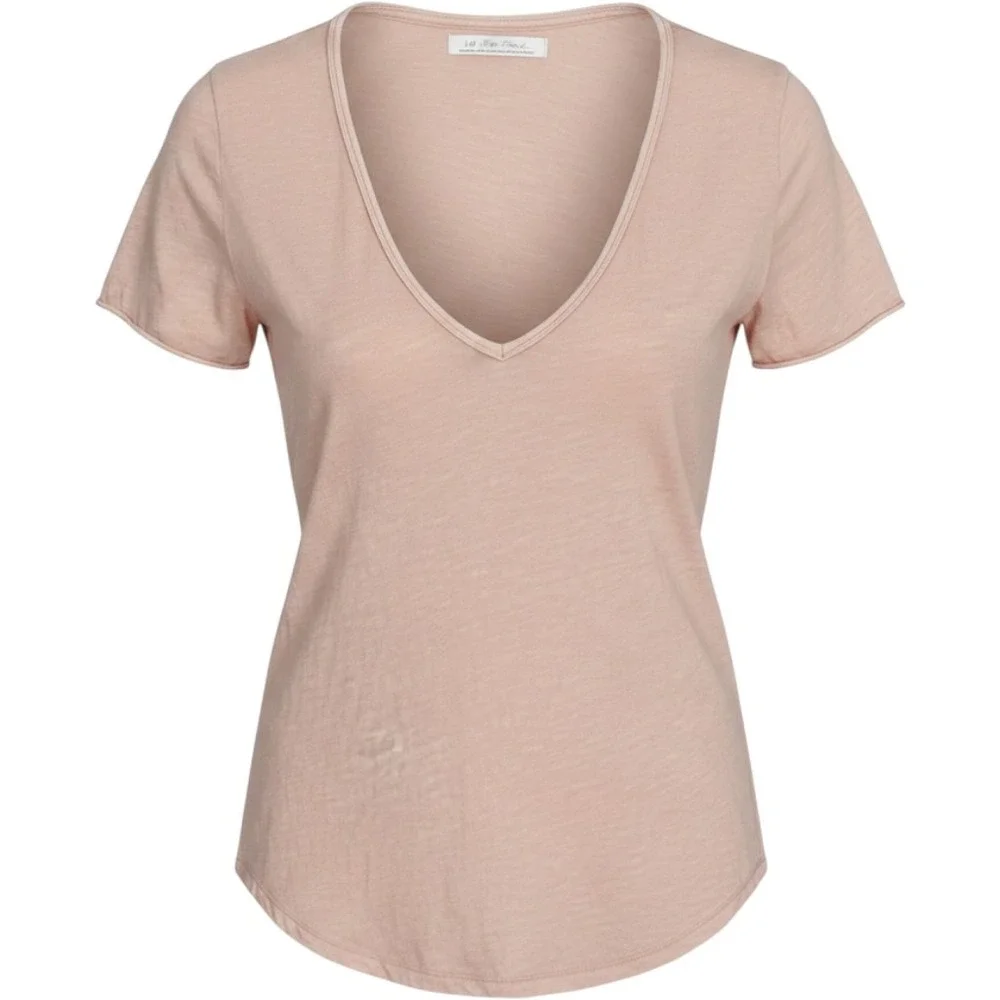 Free People We The Free Peach Slub Knit Deep V-Neck Tee Shirt Womens Medium